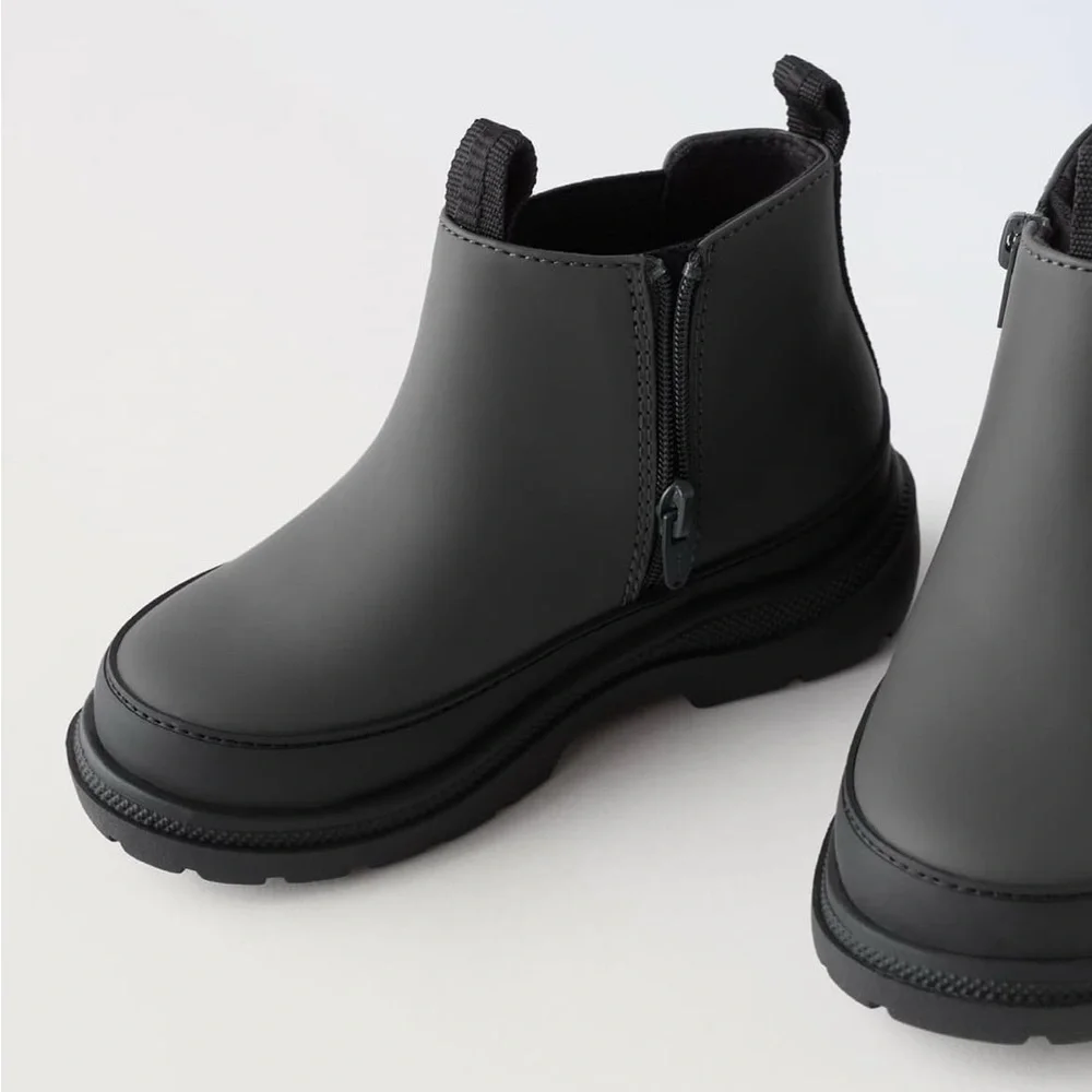Zara Gray and Black Ankle Toddler Boots EU 24/7.5 US